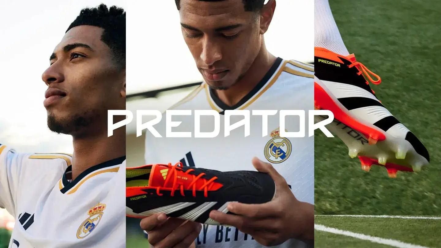 Jude Bellingham representando las nuevas botas Predator de Adidas.